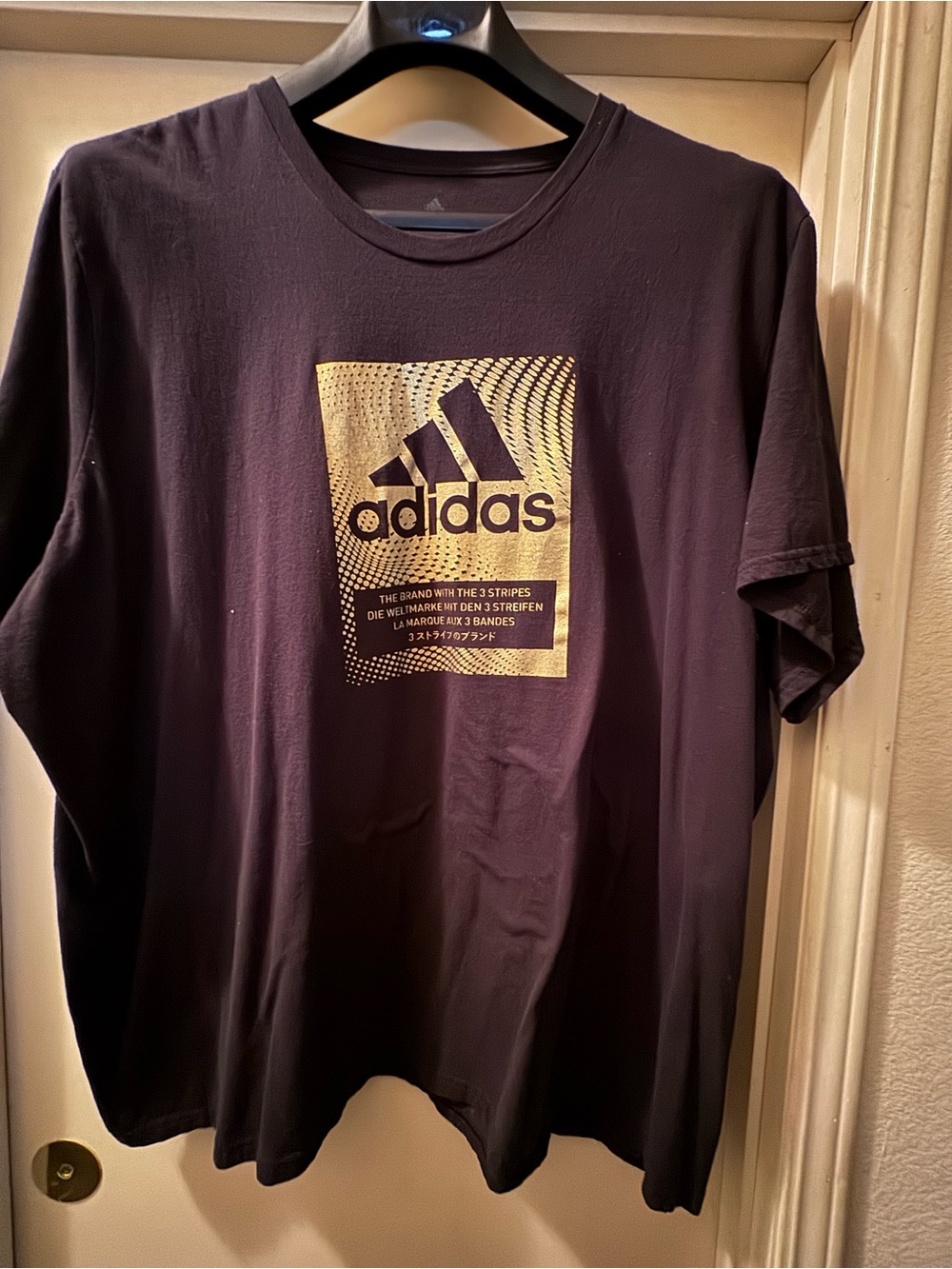 Adidas Black T-Shirt with Gold Foil Logo Graphic